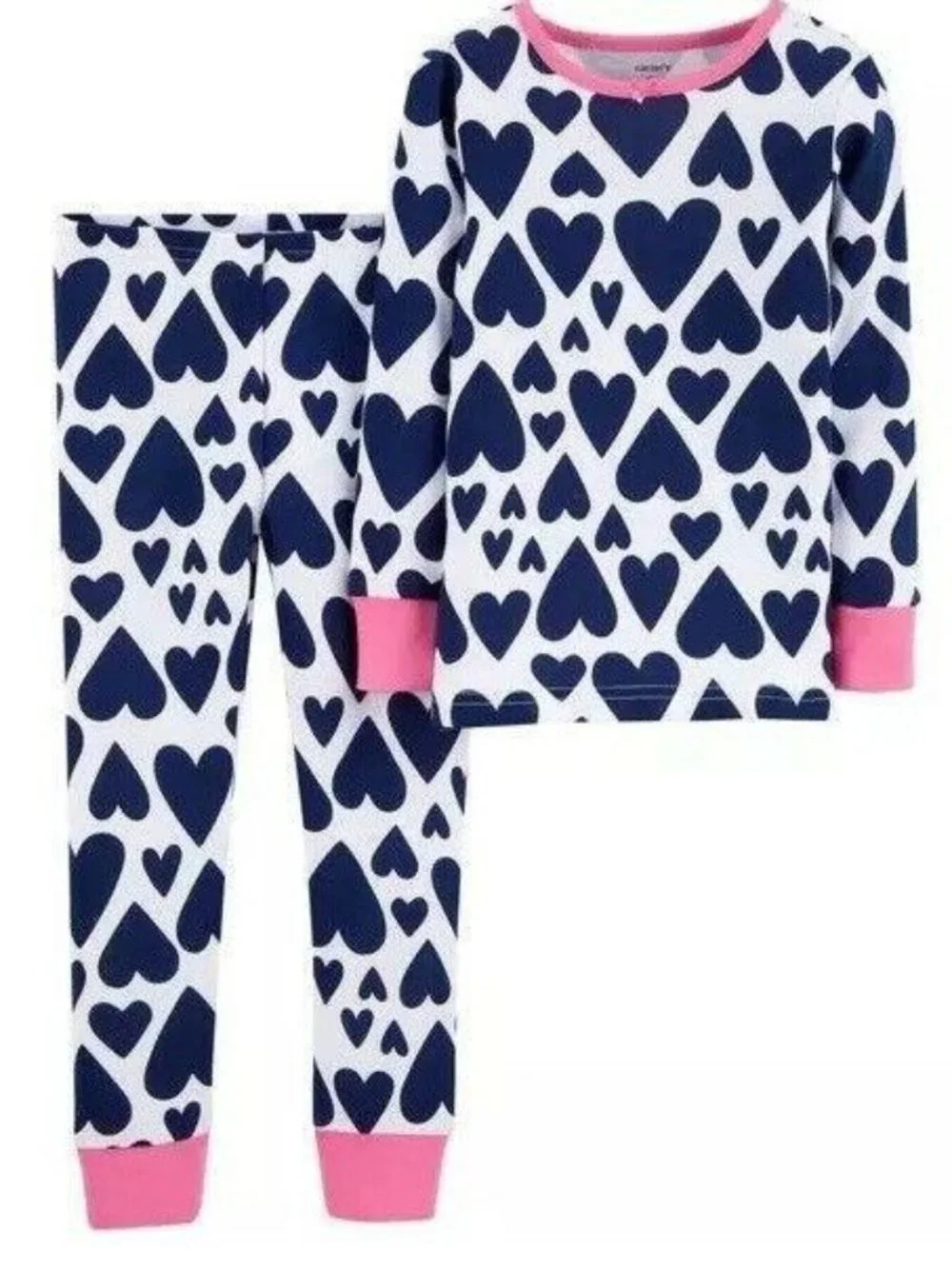 Blue Heart Pajamas with Pink Trim Girls Size 4T Two Piece PJs Cute! LH4003